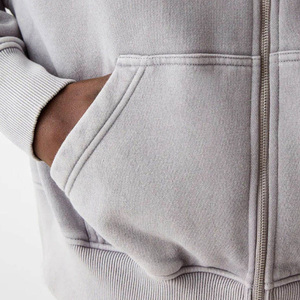 Sweat à capuche zippé personnalisé en molleton 100 % coton 500 g/m² pour streetwear, coupe oversize, épais et uni, par les fabricants - Product Image 3