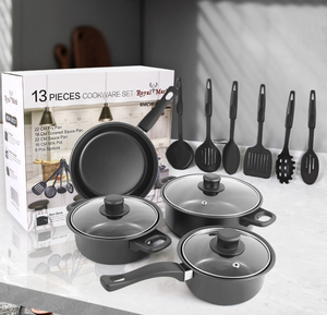 <span class=keywords><strong>Set</strong></span> di Pentole <span class=keywords><strong>Antiaderenti</strong></span> dal Design Moderno, 13 Pezzi, per Uso Domestico, con Padella, Pentola per Zuppa, Pentolino per Latte e Utensili, Rivestimento <span class=keywords><strong>in</strong></span> <span class=keywords><strong>Pietra</strong></span> - Product Image 5