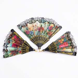 Éventail pliant personnalisé en bambou avec cadre, en tissu de dentelle blanche épaisse, portable, pour mariage, fête, occasion, festival, décoration, peinture - Product Image 6