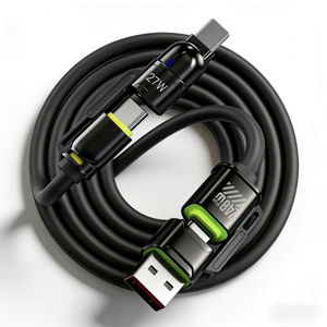 <span class=keywords><strong>C</strong></span>âble de charge et de données universel 240W 4 en 1, PD 3.1, silicone liquide souple, <span class=keywords><strong>USB</strong></span> <span class=keywords><strong>C</strong></span> vers <span class=keywords><strong>C</strong></span>, cordon Lightning pour synchronisation CarPlay filaire, 1m 2m - Product Image 1