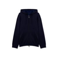 Pull en laine à capuche zippé, coupe décontractée, en pur laine unie, pour collection de vêtements