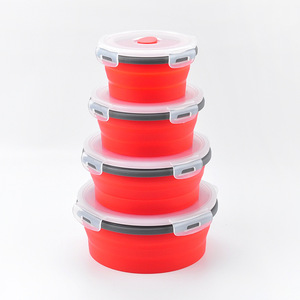 Round <strong>Collapsible</strong> <strong>Bulk</strong> Lunch Foldable Cake Silicone Bento Box for Kids Children Accessories Set <strong>Food</strong> <strong>Storage</strong> &amp; <strong>Container</strong> - Product Image 3
