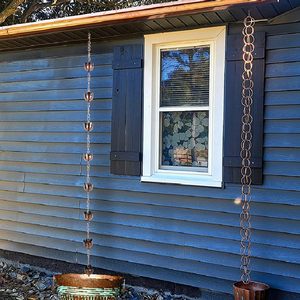 Lien traditionnel Lotus chaîne de pluie noir extérieur jardin anneau chaînes de pluie métal jardin ornement pluie chaîne <span class=keywords><strong>gouttière</strong></span> - Product Image 5