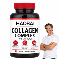 Capsules de collagène complexe directement de l'usine, types I, II, III, V, X, 90 unités, complément nutritionnel beauté, fournisseur OEM, marque privée