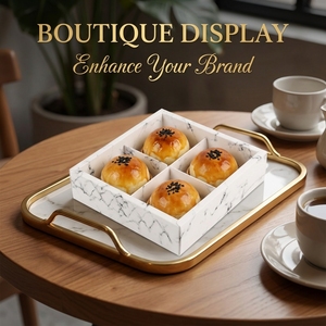 Boîte à pâtisserie en papier à 4 compartiments avec couvercles, boîtes à biscuits rectangulaires, emballage pour desserts, pour mariage, fête d'anniversaire, friandises - Product Image 6