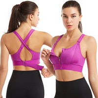 Soutien-gorge de sport à fermeture éclair avant, idéal pour le yoga et l'entraînement en salle de sport, bretelles réglables, bonnet complet, respirant, absorbant la transpiration, du S au 5XL – Vente en gros usine