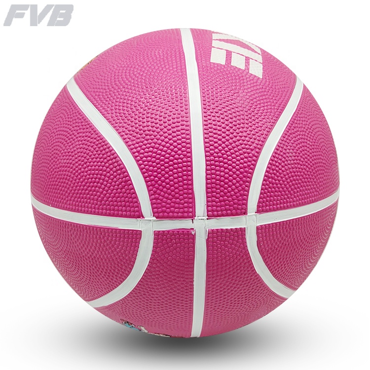 2021 неоновый розовый резиновый баскетбольный мяч с логотипом бренда на заказ для помещений и улицы № 7 5 3 1