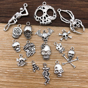 Antique Silver Alloy Halloween Skull Jewelry Charms Mixed Shapes DIY Pendant Materials Artistic Retro Style - Product Image 3