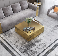 Bon prix Table basse carrée en acier inoxydable Table basse de luxe dorée