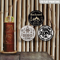 Letrero Redondo Metálico Vintage de Grillin and Chillin para Patio y Cocina al Aire Libre, Decoración de Pared para Barbacoa
