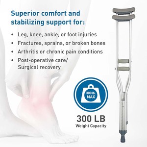 <span class=keywords><strong>Muletas</strong></span> Ligeras y Duraderas BLISS Medical para Adultos Discapacitados, Ancianos, Piernas Fracturadas, Tobillos Fracturados, Aleación de Aluminio, Axilares, Ajustables - Product Image 2