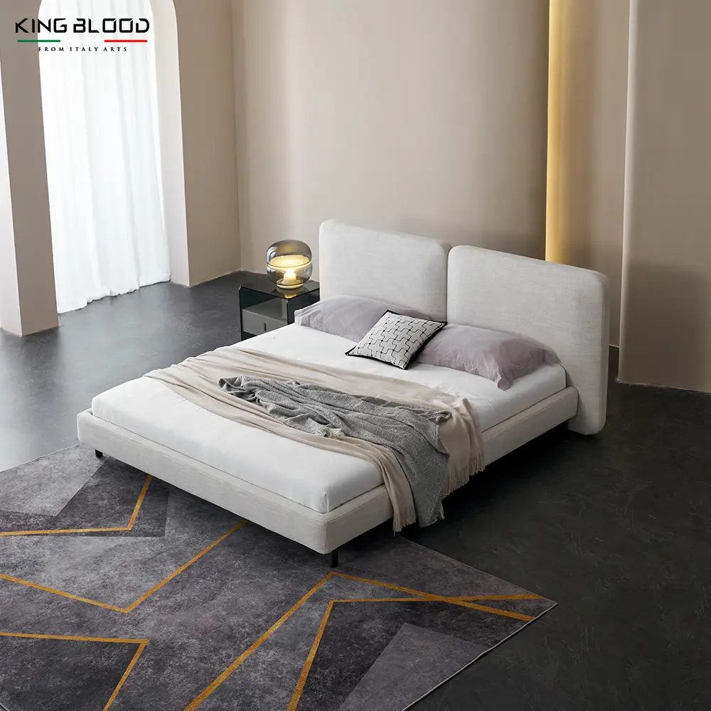 Cadre de lit design italien personnalisé ensemble de meubles de chambre à coucher tête de lit large carrée droite minimaliste lit doux