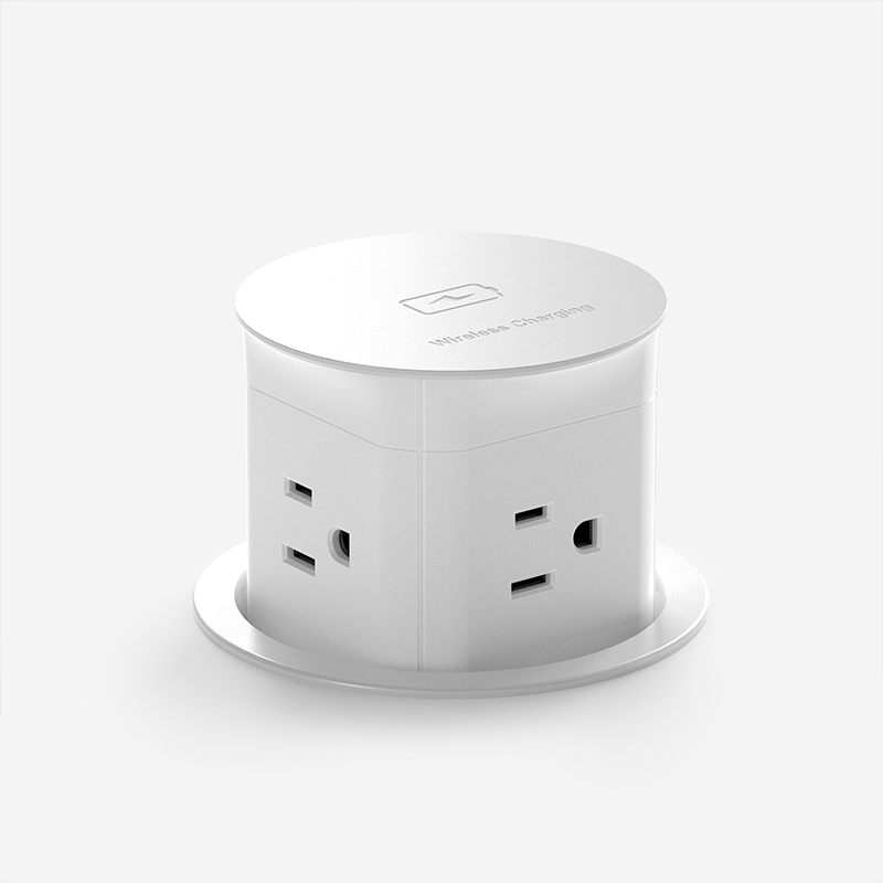 US Standard Desktop Plug 4AC Outlet 15W Wireless Charger Desktop Pop Up Socket Kitchen Counter Pop Up Outlet Manufacturer · image 2