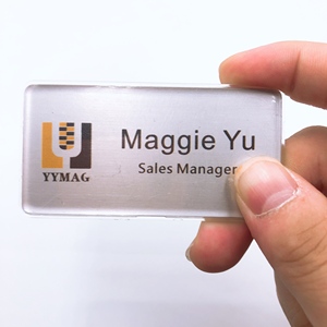 Badge <span class=keywords><strong>magnétique</strong></span> réutilisable en plastique <span class=keywords><strong>transparent</strong></span> avec aimant puissant - Product Image 2