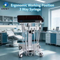 EURVET Équipement vétérinaire Chariot dentaire vétérinaire portable avec seringue à 3 voies, éjecteur haute capacité et détartreur ultrasonique