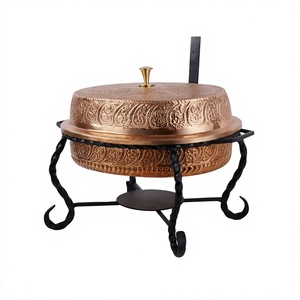 รถเข็นทองเหลือง AMSON BRASS สำหรับเสิร์ฟอาหารอินเดีย ใช้ในบ้าน โรงแรม ร้านอาหาร ภาชนะใส่อาหารคุณภาพสูง ทำจากโลหะ ใช้กับแก๊ส ขนาด 1 ควอร์ต - Product Image 1
