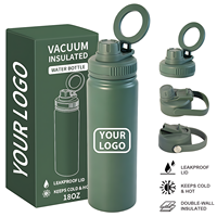 Bouteille d'eau en acier inoxydable de 18 oz avec bouchon à bec verseur, certifiée LFGB, disponible toute l'année, pour la vente en ligne, emballage personnalisé