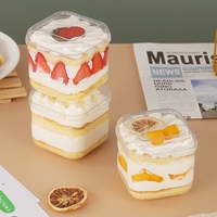 Boîte d'emballage en plastique transparente carrée et rectangulaire pour gâteaux, boîte à dessert transparente pour tiramisu, boîte d'emballage pour pâtisserie avec couvercle
