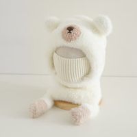 Chapeau pour bébé, écharpe, masque, protection des oreilles, chapeau à capuche pour enfants, chapeau en peluche ours en Teddy pour l'automne et l'hiver