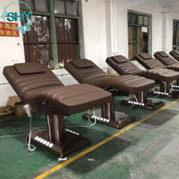 Table de massage électrique pliable 3 moteurs pour salon de beauté, mobilier moderne marron doré avec fonctions réglables
