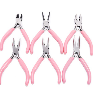 <b>Pink</b> Jewelry Making Pliers <b>Set</b> Mini Needle Nose Curved Diagonal Cutting <b>Tools</b> For DIY Craft Projects - Product Image 4
