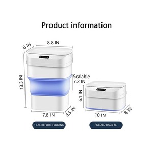 自動蓋付きスマート折りたたみ式スケーラブルゴミ箱8L/17.5Lタッチレスインテリジェント誘導ゴミ箱ポータブル車のゴミ箱 - Product Image 3