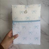 Pochette de livre taille personnalisée pochette de livre rembourrée en coton faite à la main fermeture éclair souple couverture de livre vichy bleu