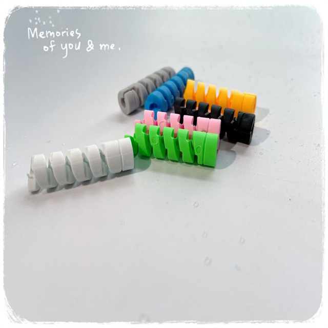 TPE Rubber Data Cable Spiral Protector USB Charging Cable Organizer Cover for Phone Charging Cable