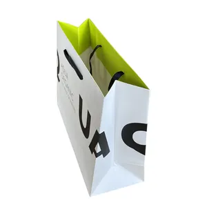 Fashion Custom Your Own Logo White Paper Gift Carrier Bag With Handle Recycled Paper Promotional Retail Bag With Handle