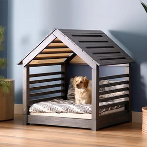 Op Maat Gemaakte Meubelfabrikant Populaire Houten Huisdierbedden Anti-Statische Waterdichte Hondenkattenhuis Met Dierenpatroon Oem Beschikbaar - Product Image 3