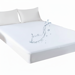 Funda protectora de colchón impermeable de bambú de algodón Terry para cama hipoalergénica - Product Image 1