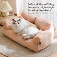 Canapé-lit pour animaux de compagnie en peluche OEM personnalisé, lavable, antidérapant, avec dossier surélevé, pour chat et chien, lit confortable pour dormir, vente en gros