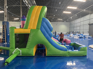 Château gonflable de rebondissement commercial de château de rebond de saut et de glissière pour la maison pleine d'entrain d'enfants combinée - Product Image 3