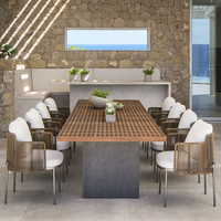 Ensemble table et chaises de jardin moderne en corde tressée pour villa, complexe hôtelier, jardin, restaurant, hôtel, terrasse, balcon