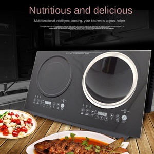 Electrodoméstico de Cocina, Placa Calefactora Eléctrica de 3500W con 2 Quemadores, Una Superficie Plana y Una Cóncava, Acero Inoxidable, Control Táctil, Vapor y Hervido - Product Image 2