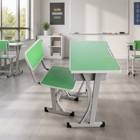 Ensemble de bureau et chaise pour étudiants vert durable avec cadre en métal, mobilier scolaire ergonomique pour enfants et adolescents