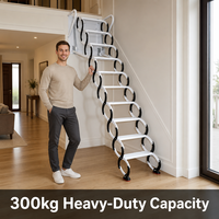 Échelle télescopique murale moderne en acier au carbone, réglable en hauteur, pour accès au grenier, charge maximale 300 kg, disponible en OEM/ODM