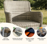 Chaise de jardin moderne personnalisée en rotin PE pour l'extérieur, chaise de salle à manger en aluminium tressé, vente en gros, pour villa, cour et hôtel