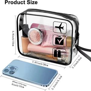 Sac cosmétique transparent en PVC imprimé sur mesure, étanche, avec fermeture éclair, motif lettres, style tendance, taille personnalisable - Product Image 2