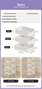 Étagère de rangement de cuisine mobile à trois niveaux de type sol pour les coins, <span class=keywords><strong>la</strong></span> cuisine, le salon et <span class=keywords><strong>la</strong></span> salle de bain - Product Image 4