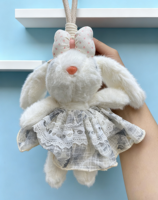 HECION Peluche super douce, design original HECION, jouet en peluche lapin DIY, porte-clés, vêtements amovibles, collier, pendentif compagnon
