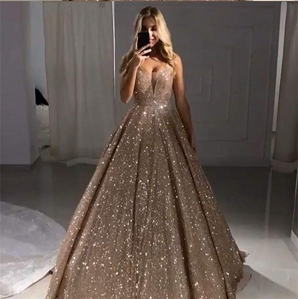 sachin and babi light blue dress Sparkling Backless V Neck Halter Sequins Gown for Nightclub Party Wear  Ladies Thigh Split Bodycon Cocktail Mini Dress Gold S main image 1