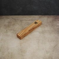 Étui à Mézouzah Écologique Auto-Adhésif en Bois d'Olivier et Résine avec Parchemin Casher en Bronze Brillant – Petit Décoration Juive pour la Maison, Idéal Cadeau