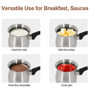 Cafetera Turca Personalizada de Acero Inoxidable para Derretir Chocolate y Hervir Leche con Mango de Baquelita de Grado Alimenticio Duradero para Uso en Cafeterías - Product Image 4