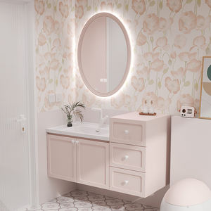 Vente en gros de comptoir de luxe en ardoise et en roche Meuble-lavabo mural étanche <span class=keywords><strong>sous</strong></span> l'évier Armoires de salle de bain en bois massif véritable - Product Image 3