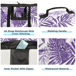 Sac à dos de voyage pour le linge, design personnalisé, motif fleur violette, sac à linge pour dortoir universitaire avec bretelles - Product Image 2