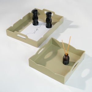 Plateaux de service décoratifs en laque haute brillance avec poignées, plateaux empilables pour la maison, l'hôtel et le restaurant - Product Image 3