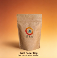 Sachet Doypack Biodégradable et Compostable en Papier Kraft à Fermeture à Pression pour l'Emballage en Gros de Grains de Café, Noix et Snacks