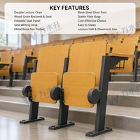 Kursi Lipat Auditorium Sekolah dengan Pengembalian Otomatis, Tahan Lama, Ramah Lingkungan, Tahan Api, Dilengkapi Tablet Tulis dan Jaring Buku, Nyaman untuk Duduk Lama