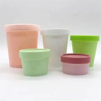 Pots cosmétiques en plastique PP colorés et givrés à couvercle vissé, vides, pour crème glacée, gommage corporel, beurre, argile faciale, 100g, 200g, 250g